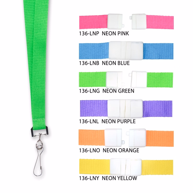 Neon Nylon Badge Lanyard w/Metal J-Hook Breakaway