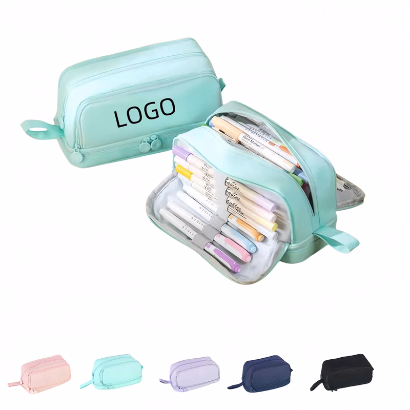 Three Layer Zipper Pen Case Pencil Pouch Stationery Bag