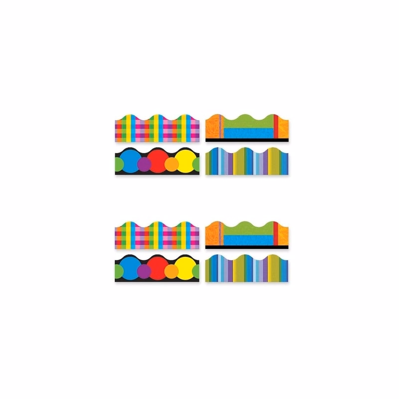 Color Collage Themed Trim Borders - 4 Assorted Designs
