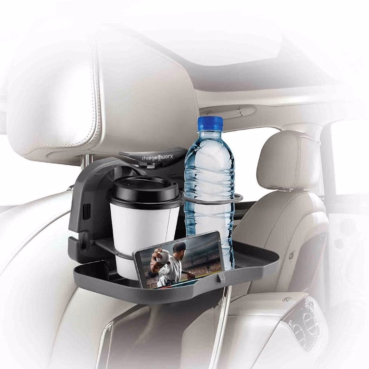 Backseat Butler Folding Tray and Cupholder - Gray