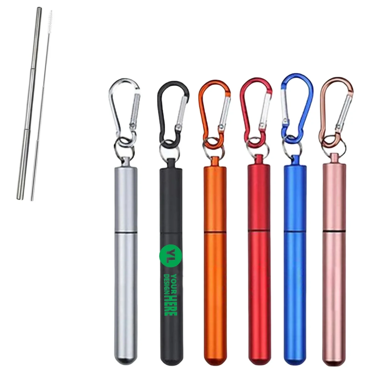 304 Metal Case Reusable Collapsible Straws 1