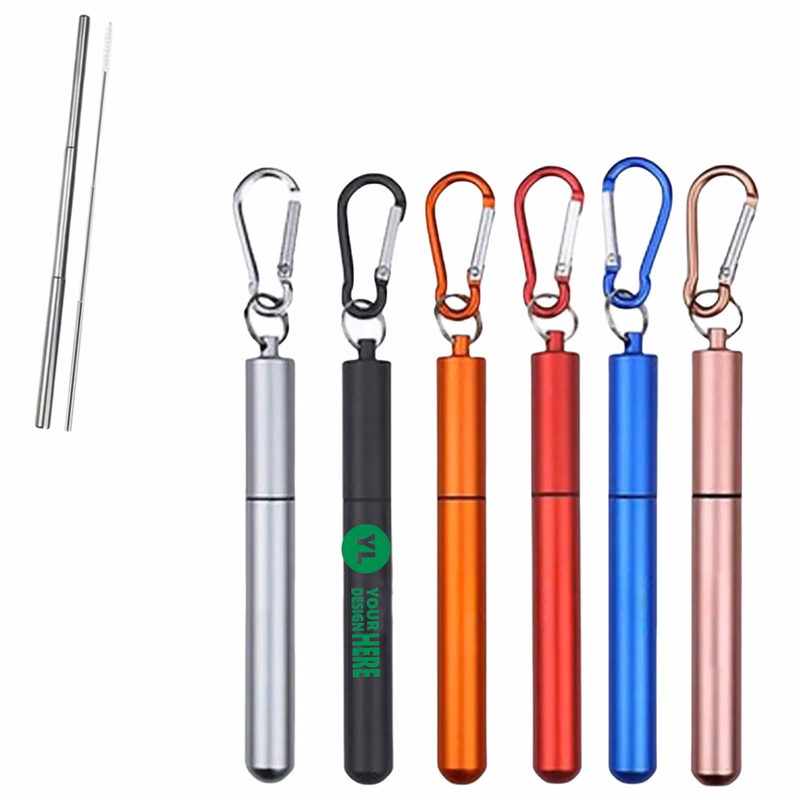 304 Metal Case Reusable Collapsible Straws