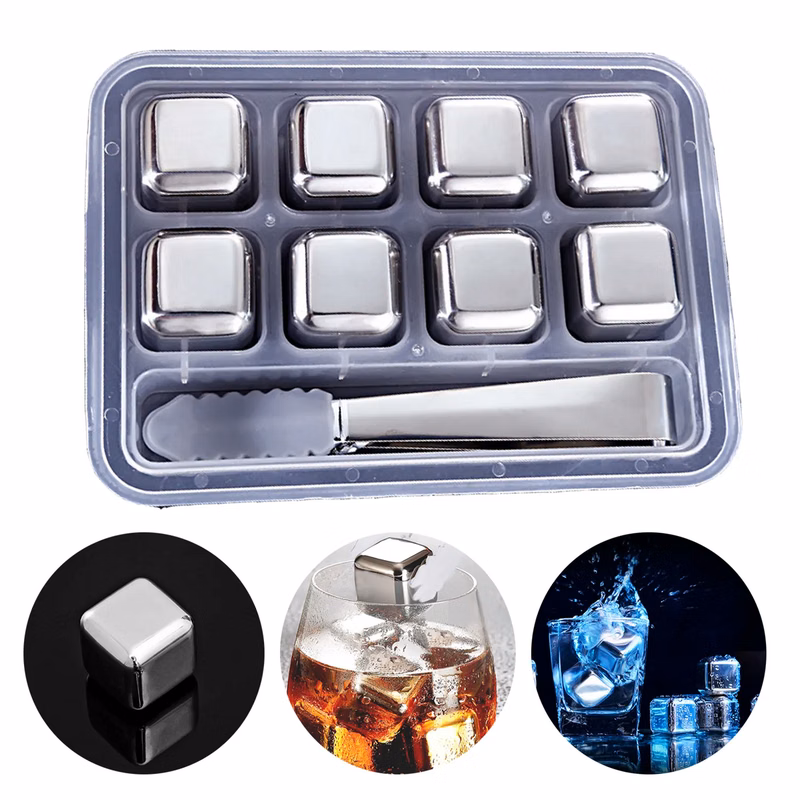 8 Packs Reusable Stainless Steel Ice Cube