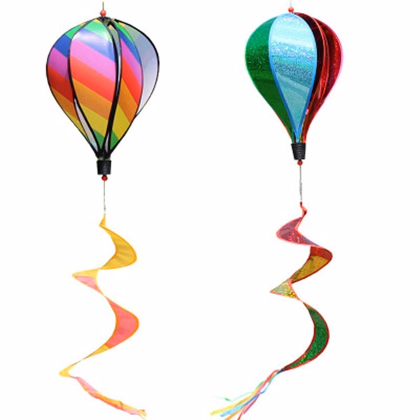 Rainbow Hot Air Balloon 6 Panel Wind Spinner Includes Colorf