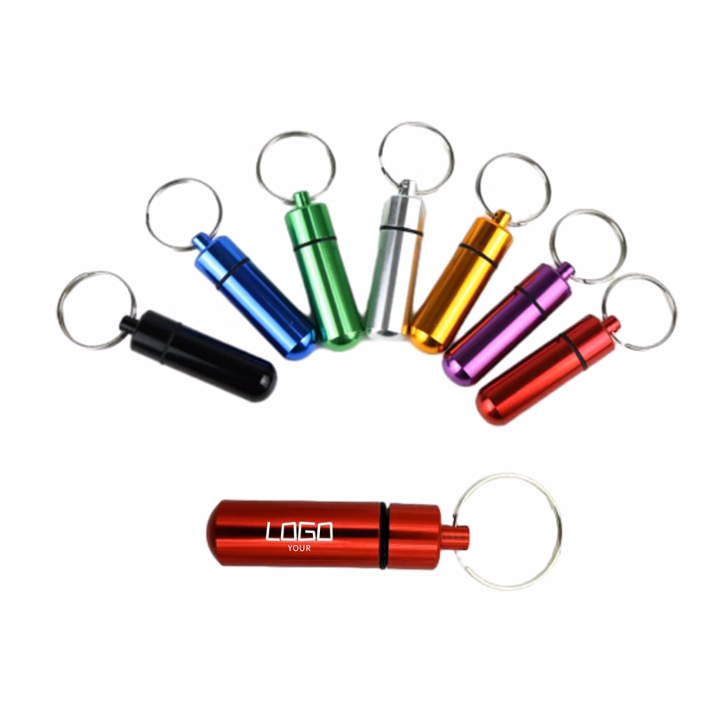 Waterproof Aluminum Pill Box Case With Keychain