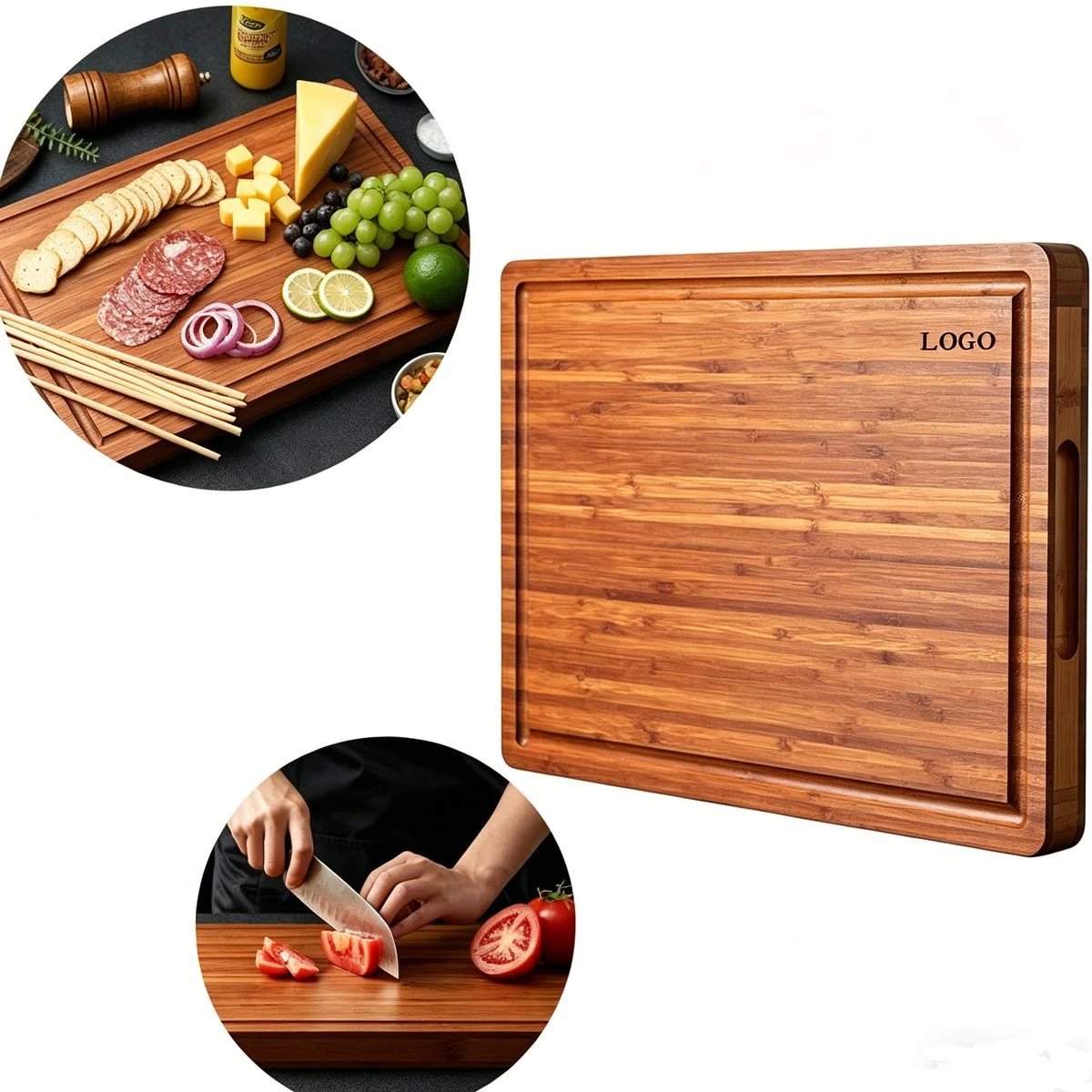Thick Bamboo Cutting Board with Juice Groove 1