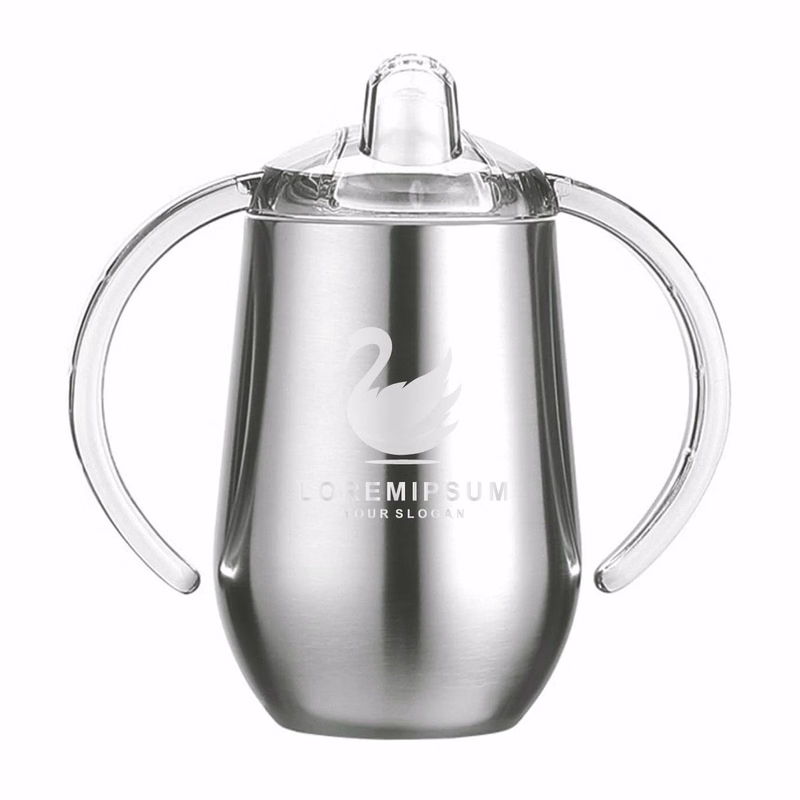 Stainless Steel Straw Sippy Cup with Handles & Silicone Lids, 10oz BPA Free Double Wall Vacuum