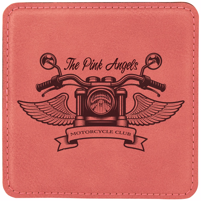 4" x 4" Square Pink Leatherette Coaster