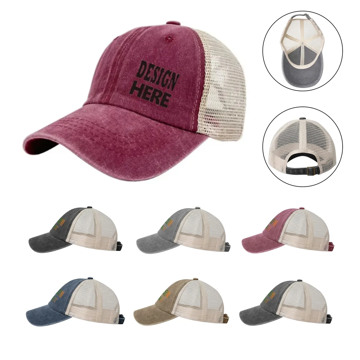 Ventilated Retro Mesh Baseball Hats 1