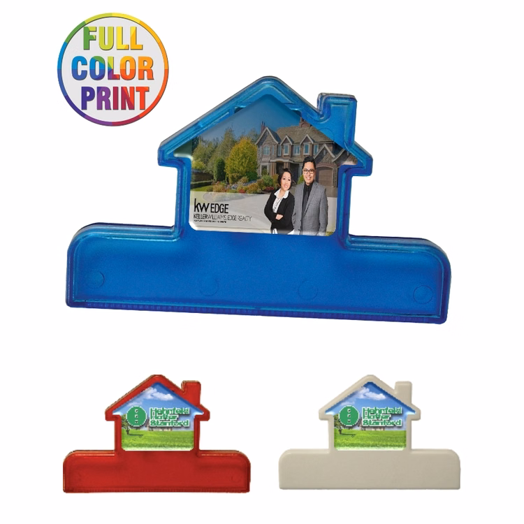 "House Shaped" Bag Clip w/ Full Color Print