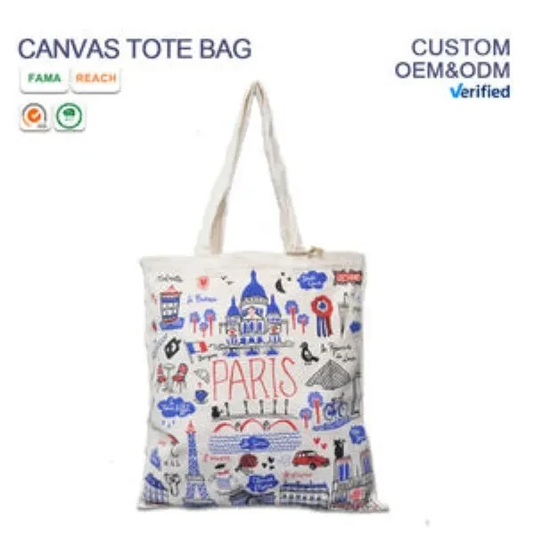 Foldable Heavy Duty Handles Washable Canvas Tote, custom tote bag with logo imprint 1