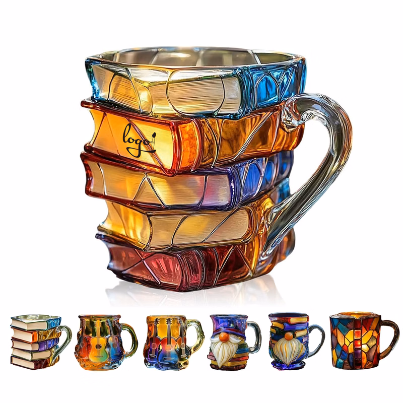 Vintage Style Book Stack Coffee Mug