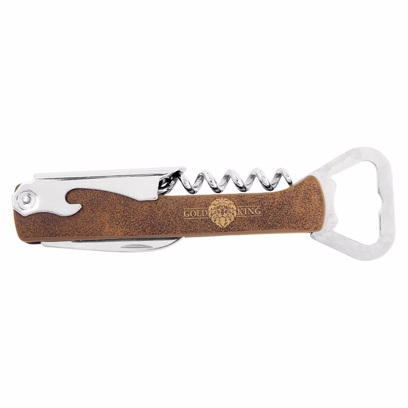 Rustic/Gold Leatherette Wine Bottle Opener