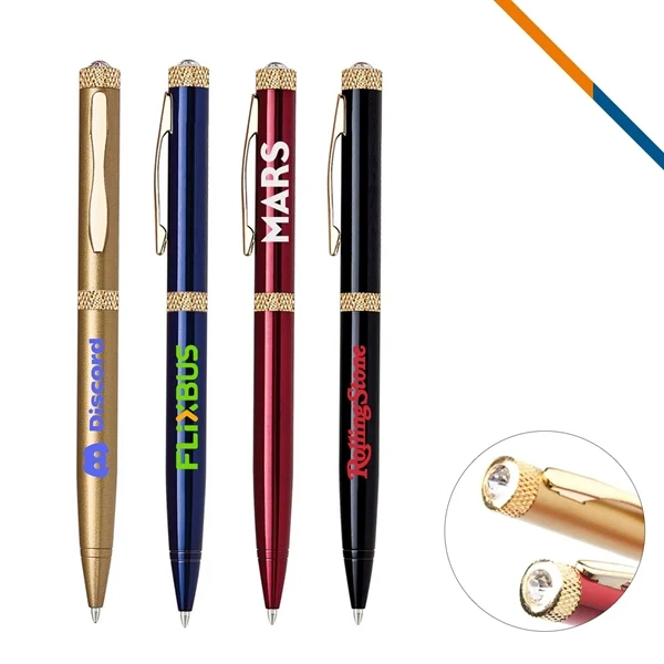 Custom 5.5 inch Brass Ballpoint Pen with Diamond Top — Premium Executive Giveaway 1