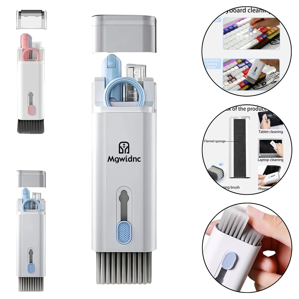 7-in-1 Multi-Function Keyboard Cleaner Brush Set for PC Bluetooth Earphone Screen Dust Removal. 1