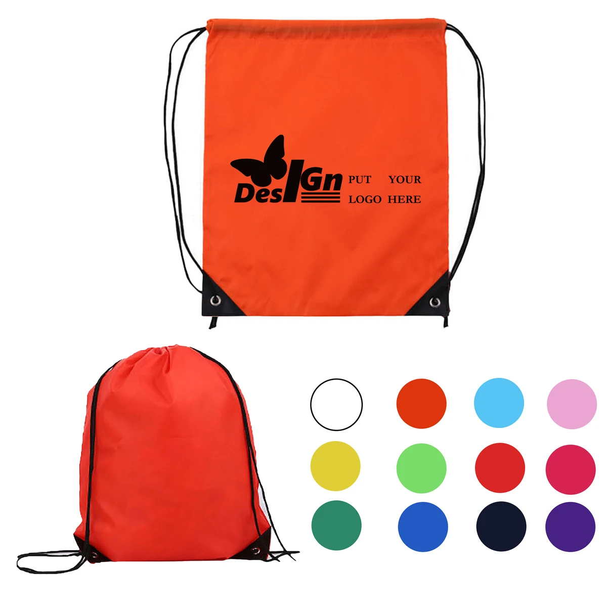 17"L x 13"W Sports Polyester Drawstiring Backpack 1