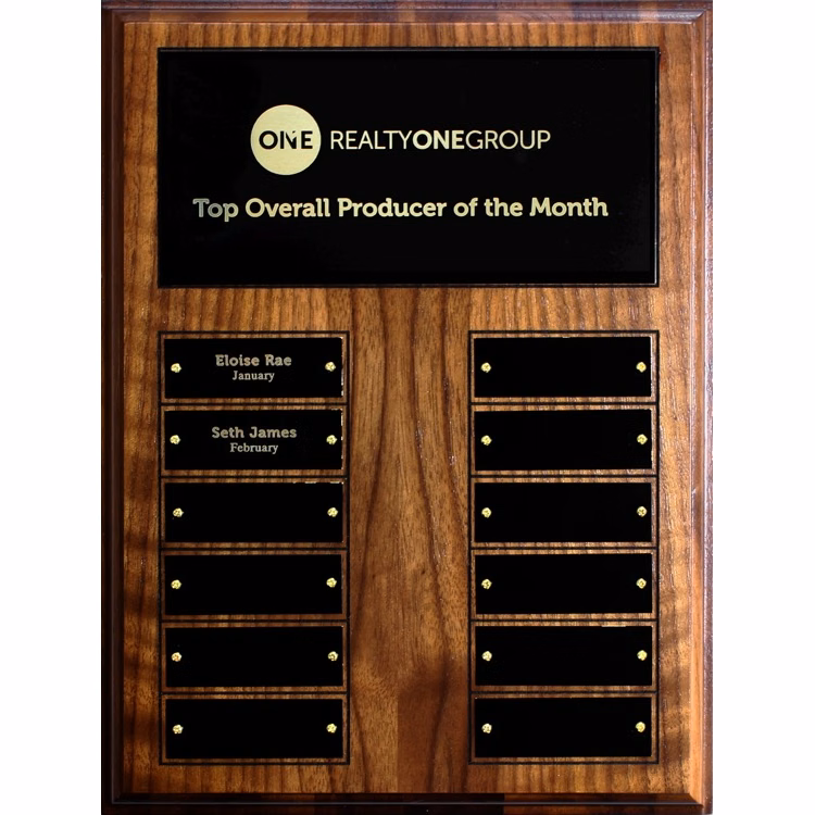 Walnut Eco-Plaque w/12 Perpetual Plaques
