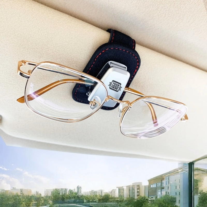Leather Magnetic Car Visor Glasses Clip