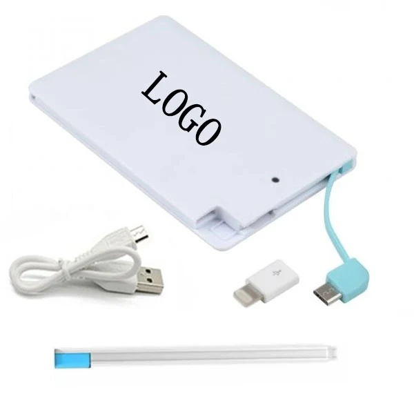 2500mah Credit Card Power Bank with Built In Cable 1
