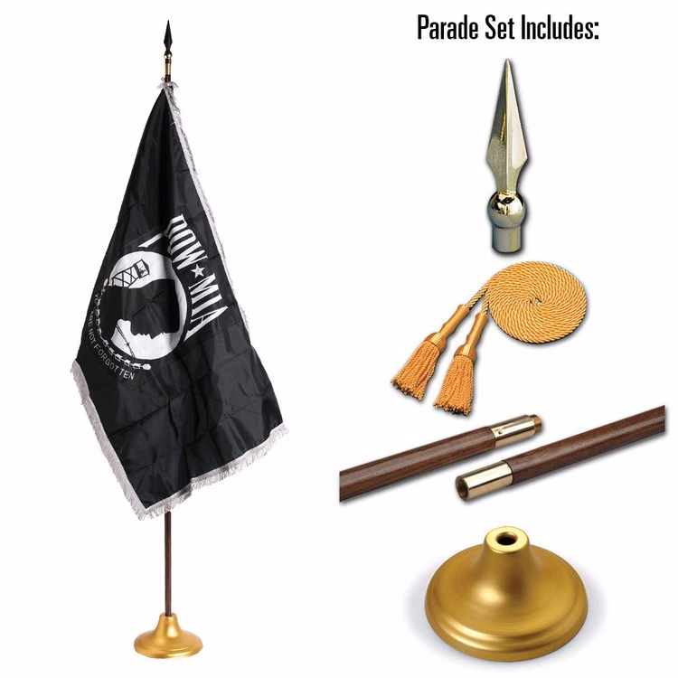 POW MIA Military Flag Indoor and Parade Set - 3' x 5' Flag