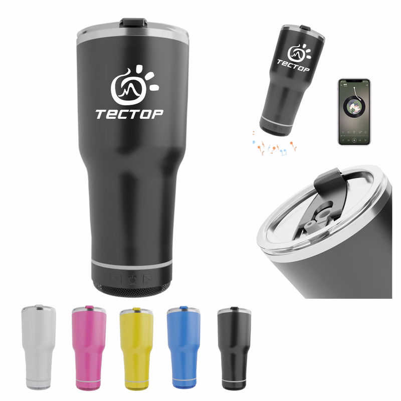 30 OzStainless Steel Tumbler with Wireless Speaker and Handle