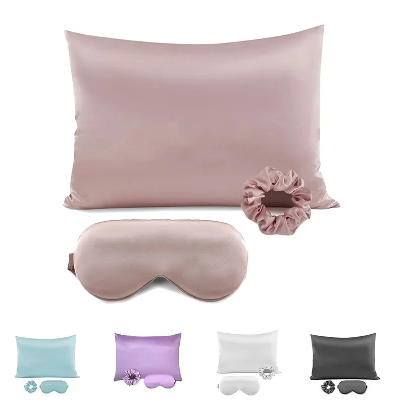 Silky Satin Pillow Covers with Hidden Zipper Set of 3 1