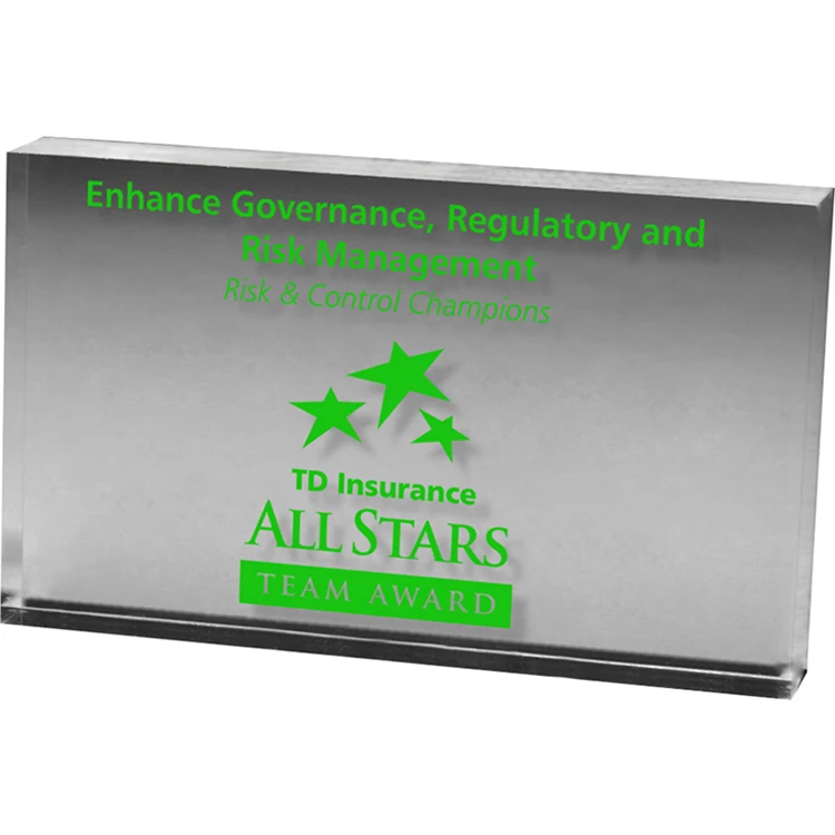 Clear Rectangular Acrylic Paper Weight (3"x 5"x 3/4") Screen-printed 1