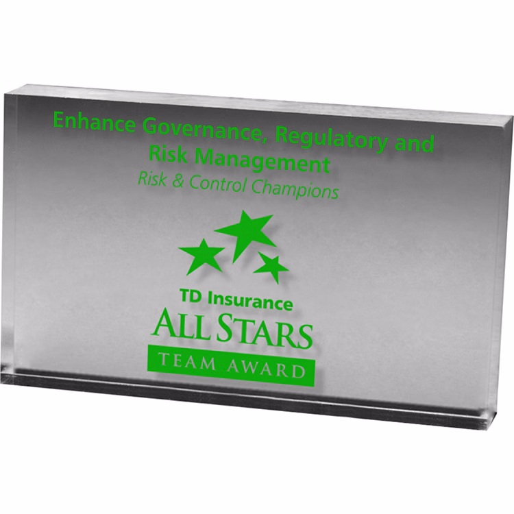 Clear Rectangular Acrylic Paper Weight (3"x 5"x 3/4") Screen-printed
