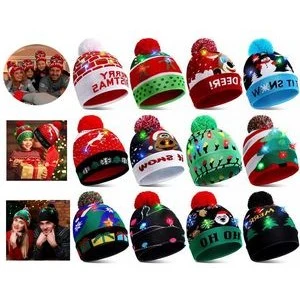 Light Up Christmas Holiday Sequins Hat Kids Beanies 1