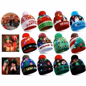 Light Up Christmas Holiday Sequins Hat Kids Beanies