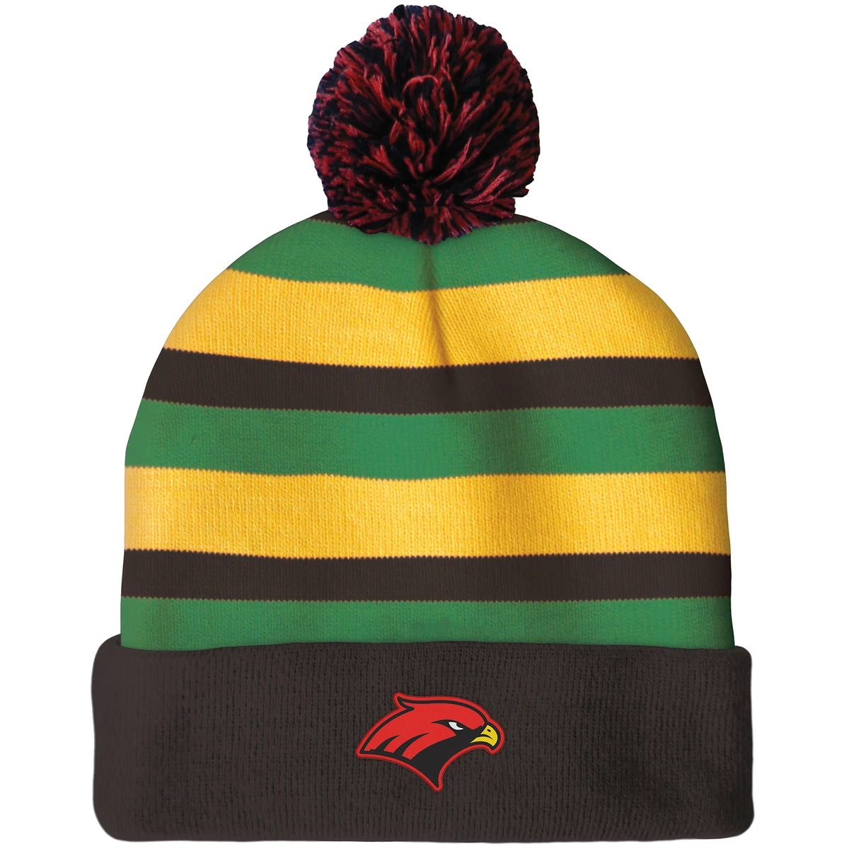 Knit Beanie with Pom and Cuff (Woven Logo) 1