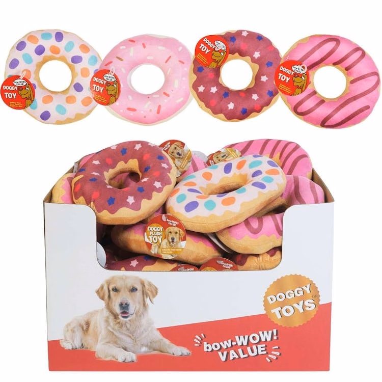 Plush Donut Dog Toys - Assorted