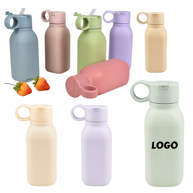 Silicone Sports Water Bottle Straw Cup