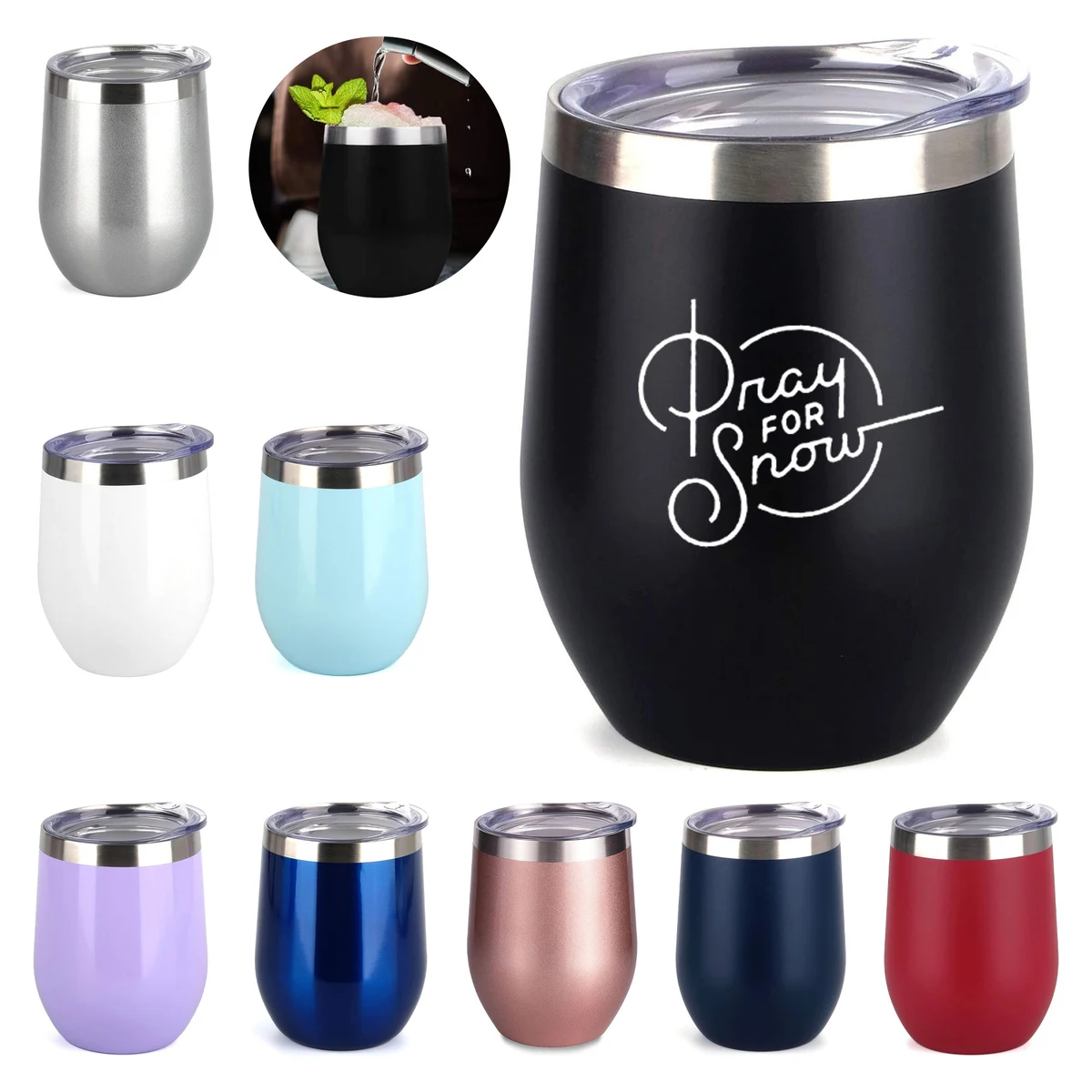 Stemless Stainless Steel Insulated Wine Glass 12oz 1