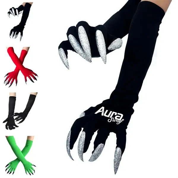 Custom Long Costume Gloves with Attached Claws — Halloween Holiday Theater Accessory 1