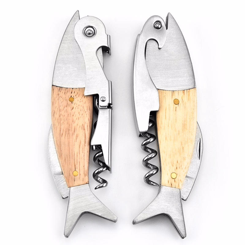 Fish Shaped Corkscrew Bottle Opener and Knife