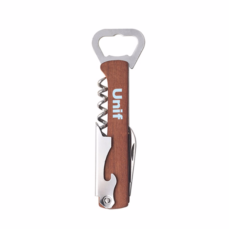 Stainless Steel Wooden Handle 4-in-1 Bottle Opener