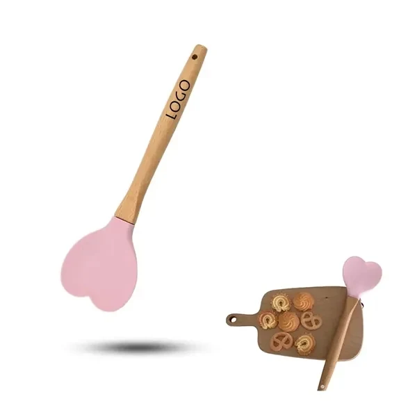 Custom 10.6" Silicone Cooking Spatula with Wood Handle — Non-Stick Safe Promo 1