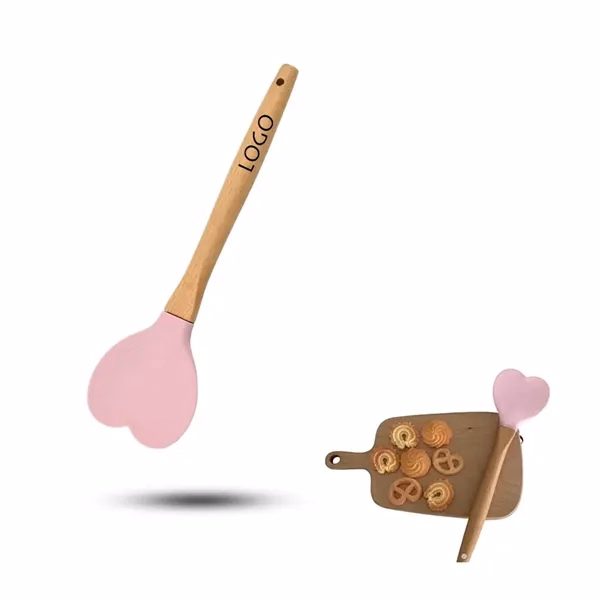 Custom 10.6" Silicone Cooking Spatula with Wood Handle — Non-Stick Safe Promo