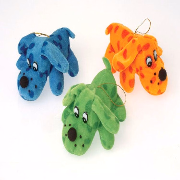 Polka Dot Dog Plush Toys - Assorted Colors 5"