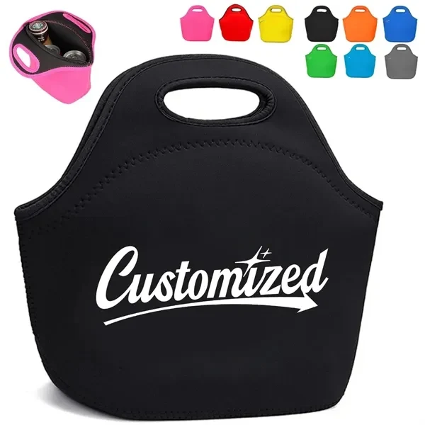 Custom Neoprene Insulated Lunch Tote with Built In Handle — Corporate Cooler Bag 1