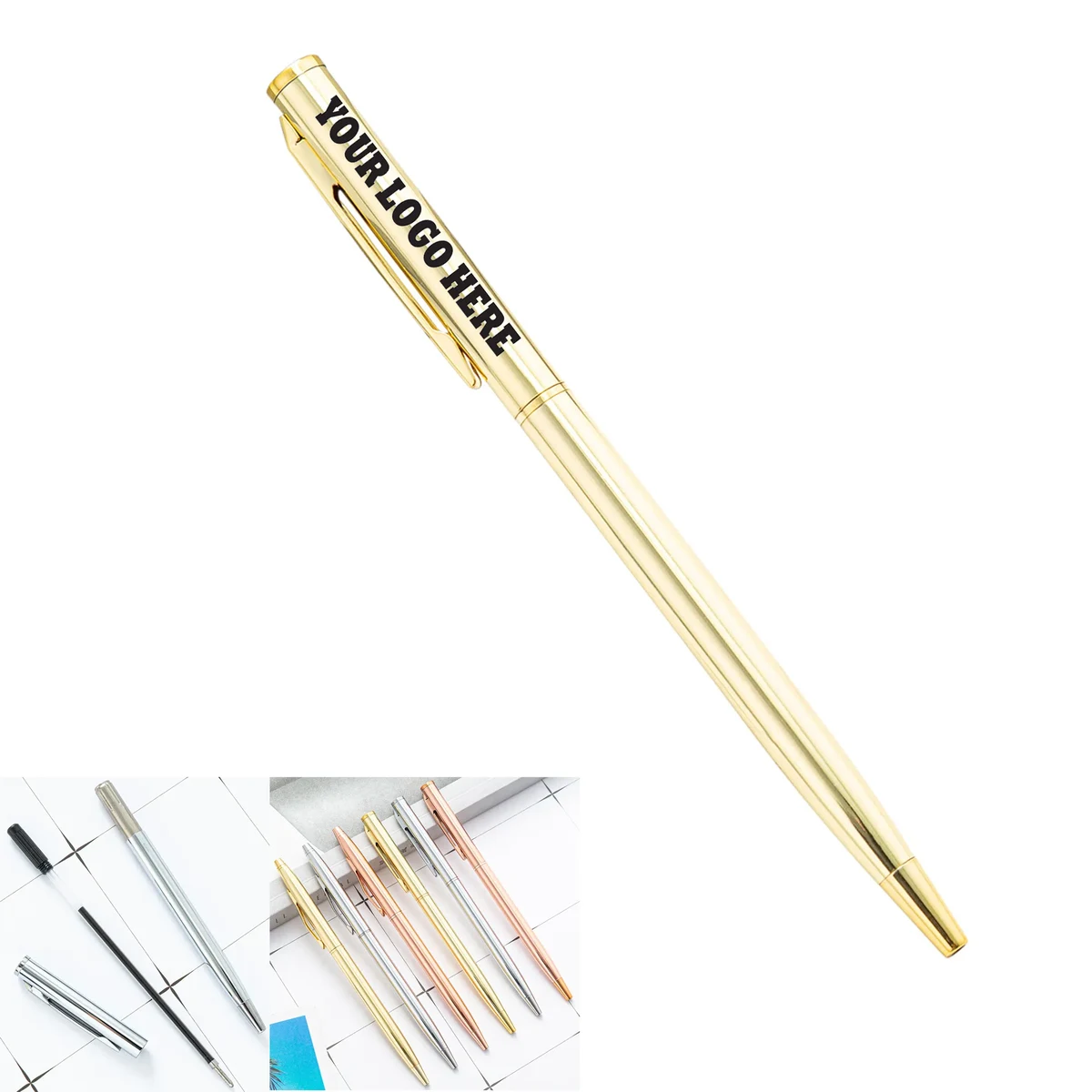Executive Metal Ballpoint Pens w/ Custom Logo Twist Action 1