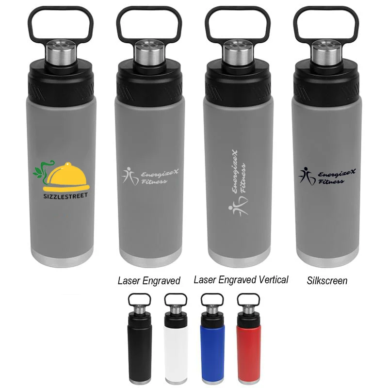 24 Oz. Stainless Steel Handle Bottle, custom water bottle with logo imprint 1