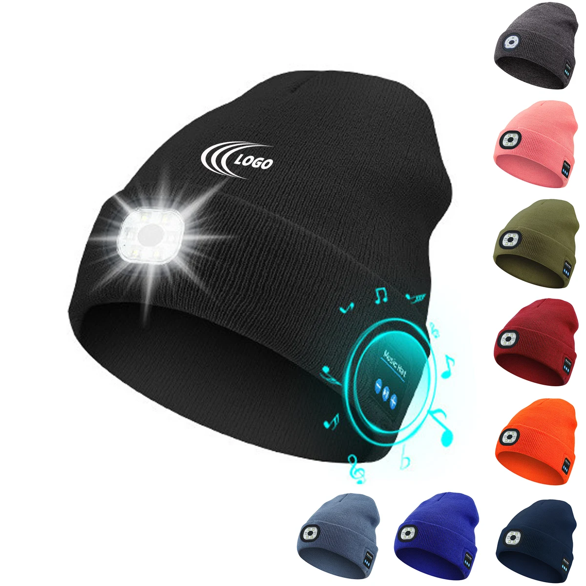 Beanie Hat with LED Light and Earphones 1