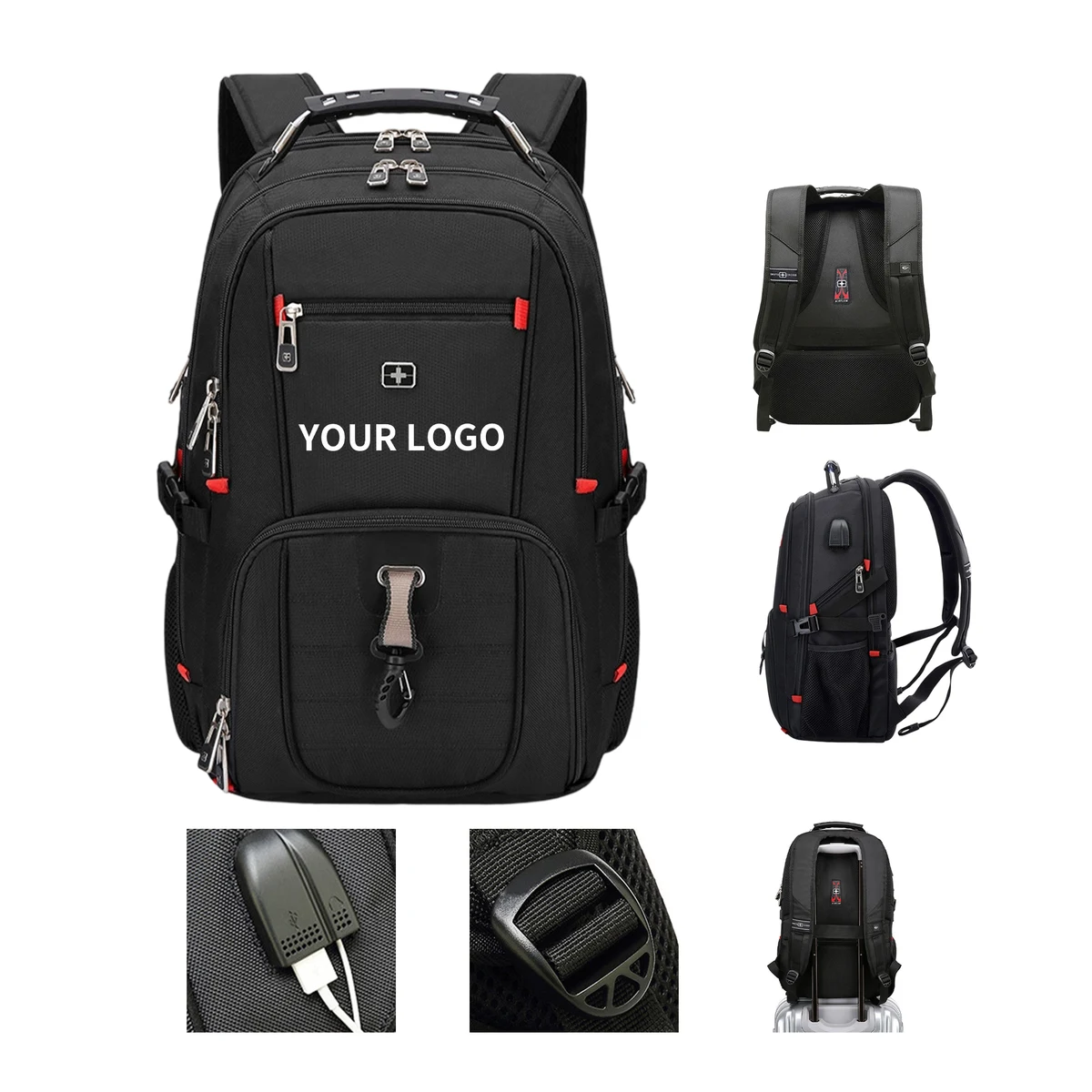 Waterproof Laptop Backpack With USB Charging Port 14" x 10" x 20" 1