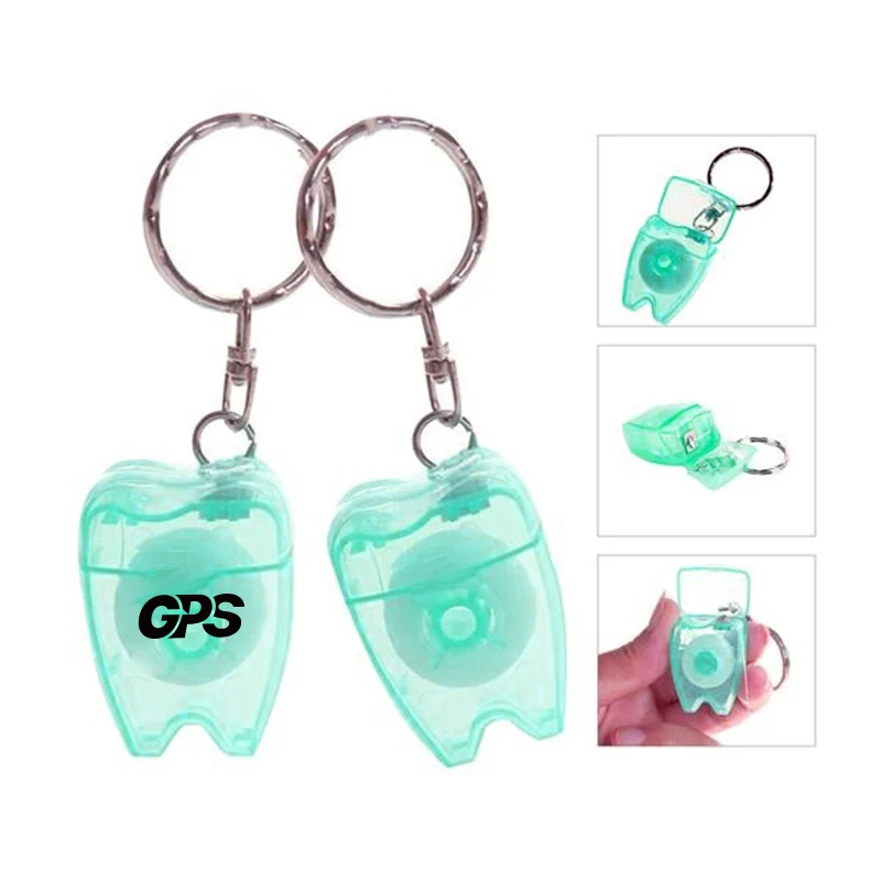 15 Meter Tooth Shaped Dental Floss With Keychain 1