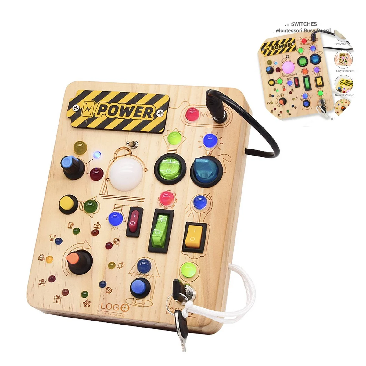 Wooden LED Busy Board for Kids 1