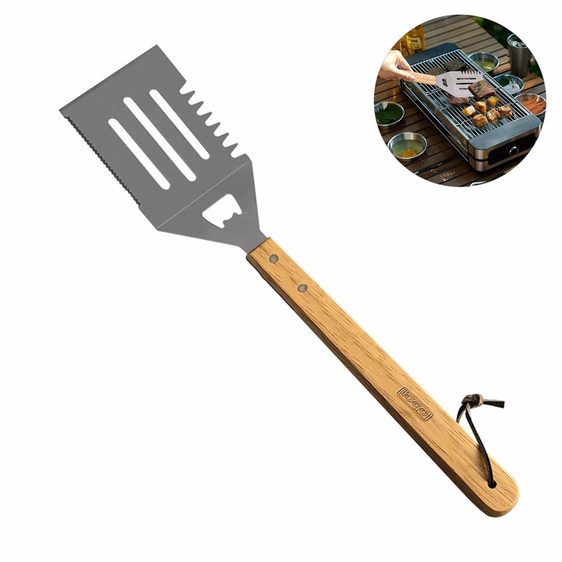 Wooden Handle Barbecue Stainless Steel Spatula