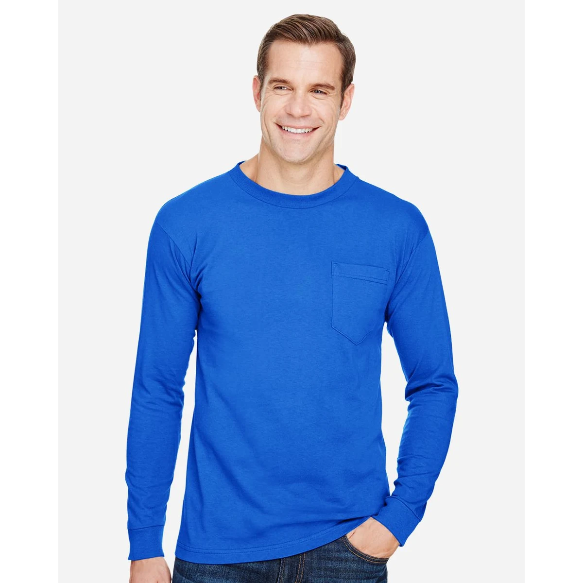 Unisex Union-Made Long Sleeve Pocket T-Shirt - 3055 1