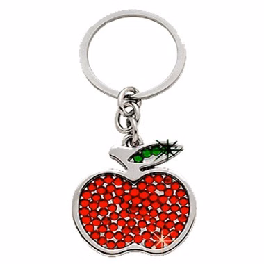 Apple key Chain W/ Red Crystals, NP 1.375